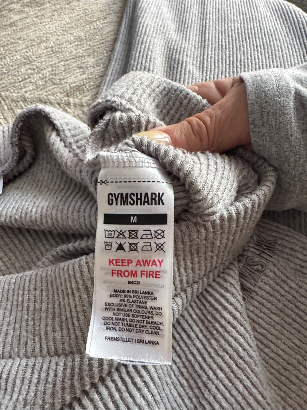 Gymshark Super Soft Straight Leg Pants Light Gray Ribbed Lounge Pants - Picture 4 of 5